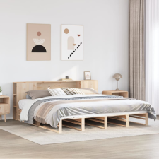 vidaXL tömör fa könyvespolcos ágy matrac nélkül 200 x 200 cm ágy és ágykellék