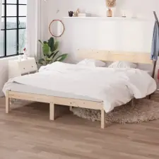 vidaXL Tömör fenyőfa ágykeret 150 x 200 cm (UK King) ágy és ágykellék
