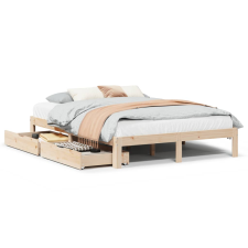 vidaXL tömör fenyőfa ágykeret fiókokkal 140 x 190 cm (3301940) ágy és ágykellék