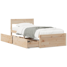 vidaXL tömör fenyőfa ágykeret fiókokkal 75 x 190 cm ágy és ágykellék