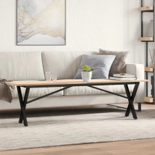 vidaXL tömör fenyőfa és öntöttvas dohányzóasztal X-vázzal 160x40x45 cm bútor