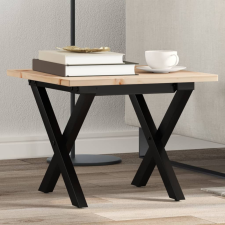 vidaXL tömör fenyőfa és öntöttvas dohányzóasztal X-vázzal 40x40x35 cm bútor