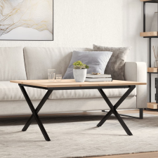 vidaXL tömör fenyőfa és öntöttvas dohányzóasztal X-vázzal 90x40x45 cm bútor