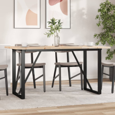vidaXL tömör fenyőfa és öntöttvas étkezőasztal O-vázzal 140x80x75,5 cm bútor