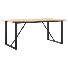 vidaXL tömör fenyőfa és öntöttvas étkezőasztal O-vázzal 180x90x75,5 cm bútor