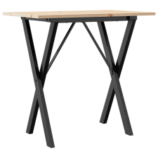 vidaXL tömör fenyőfa és öntöttvas étkezőasztal X-vázzal 80x50x75 cm bútor