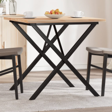vidaXL tömör fenyőfa és öntöttvas étkezőasztal X-vázzal 80x80x75,5 cm bútor