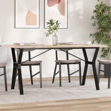 vidaXL tömör fenyőfa és öntöttvas étkezőasztal Y-vázzal 140x80x75,5 cm bútor