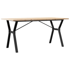 vidaXL tömör fenyőfa és öntöttvas étkezőasztal Y-vázzal 160x80x75,5 cm bútor