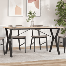 vidaXL tömör fenyőfa és öntöttvas étkezőasztal Y-vázzal 160x80x75 cm bútor