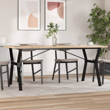 vidaXL tömör fenyőfa és öntöttvas étkezőasztal Y-vázzal 180x90x75,5 cm bútor
