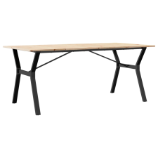 vidaXL tömör fenyőfa és öntöttvas étkezőasztal Y-vázzal 180x90x75 cm bútor