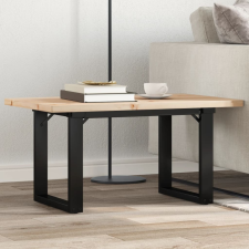 vidaXL tömör fenyőfa és öntöttvas O-vázú dohányzóasztal 80x50x40,5 cm bútor