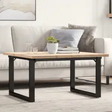 vidaXL tömör fenyőfa és öntöttvas O-vázú dohányzóasztal 80x80x45,5 cm bútor