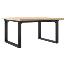 vidaXL tömör fenyőfa és öntöttvas O-vázú dohányzóasztal 90x90x45,5 cm bútor