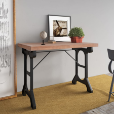 vidaXL tömör fenyőfa és vas étkezőasztal 110 x 65 x 82 cm bútor