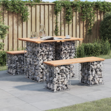 vidaXL tömör fenyőfa gabion kerti pad 100x70x72 cm kerti bútor
