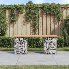 vidaXL tömör fenyőfa gabion kerti pad 103x31x42 cm kerti bútor