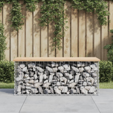 vidaXL tömör fenyőfa gabion kerti pad 103x44x42 cm kerti bútor
