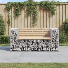 vidaXL tömör fenyőfa gabion kerti pad 143x71x65,5 cm kerti bútor