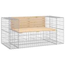 vidaXL tömör fenyőfa gabion kerti pad 143x71x65,5 cm (834377) kerti bútor