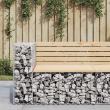 vidaXL tömör fenyőfa gabion kerti pad 92x71x65,5 cm kerti bútor