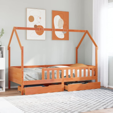 vidaXL tömör fenyőfa gyerekágy keret fiókkal 90x190 cm ágy és ágykellék