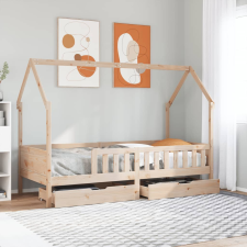 vidaXL tömör fenyőfa gyerekágy keret fiókkal 90x190 cm ágy és ágykellék