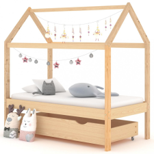vidaXL tömör fenyőfa gyerekágykeret fiókkal 70 x 140 cm gyermekágy