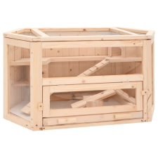 vidaXL tömör fenyőfa hörcsögketrec 80x40x43 cm ketrec, szállítóbox rágcsálóknak