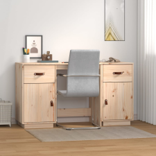 vidaXL tömör fenyőfa íróasztal szekrényekkel 135 x 50 x 75 cm íróasztal