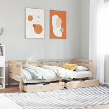 vidaXL tömör fenyőfa kanapéágy fiókkal 90 x 200 cm ágy és ágykellék