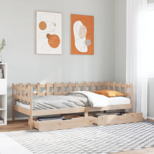 vidaXL tömör fenyőfa kanapéágy fiókkal 90 x 200 cm ágy és ágykellék