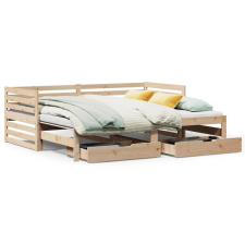 vidaXL tömör fenyőfa kanapéágy fiókkal 90 x 200 cm ágy és ágykellék