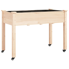 vidaXL tömör fenyőfa kerekes ültetőláda béléssel 118x59x80 cm (3157826) kerti tárolás