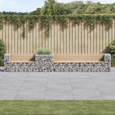 vidaXL tömör fenyőfa kerti pad gabion kosárral kerti bútor