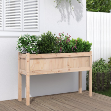 vidaXL Tömör fenyőfa kerti virágláda lábakkal 110 x 31 x 70 cm kerti tárolás