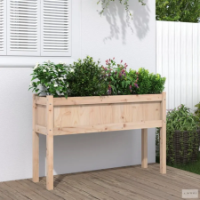 vidaXL Tömör fenyőfa kerti virágláda lábakkal 110 x 31 x 70 cm kerti tárolás