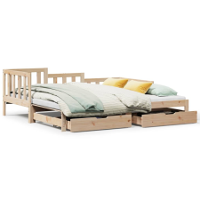 vidaXL tömör fenyőfa kihúzható kanapéágy fiókkal 90x190 cm ágy és ágykellék