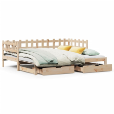 vidaXL tömör fenyőfa kihúzható kanapéágy fiókkal 90x190 cm ágy és ágykellék