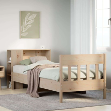 vidaXL tömör fenyőfa könyvespolcos ágy matrac nélkül 100 x 200 cm ágy és ágykellék