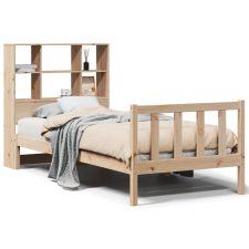 vidaXL tömör fenyőfa könyvespolcos ágy matrac nélkül 100 x 200 cm (3321700) ágy és ágykellék