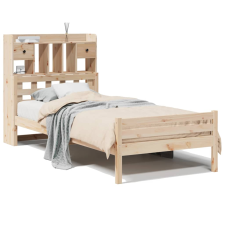 vidaXL tömör fenyőfa könyvespolcos ágy matrac nélkül 100 x 200 cm (3322259) ágy és ágykellék