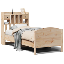 vidaXL tömör fenyőfa könyvespolcos ágy matrac nélkül 100 x 200 cm (3323158) ágy és ágykellék