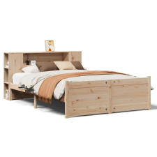 vidaXL tömör fenyőfa könyvespolcos ágy matrac nélkül 120 x 200 cm (3322435) ágy és ágykellék