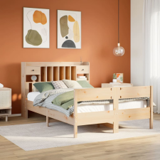 vidaXL tömör fenyőfa könyvespolcos ágy matrac nélkül 135 x 190 cm ágy és ágykellék