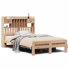 vidaXL tömör fenyőfa könyvespolcos ágy matrac nélkül 135 x 190 cm (3308897) ágy és ágykellék