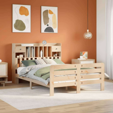 vidaXL tömör fenyőfa könyvespolcos ágy matrac nélkül 140 x 190 cm ágy és ágykellék