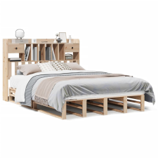 vidaXL tömör fenyőfa könyvespolcos ágy matrac nélkül 140 x 190 cm (3323986) ágy és ágykellék