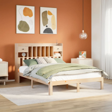 vidaXL tömör fenyőfa könyvespolcos ágy matrac nélkül 140 x 200 cm ágy és ágykellék